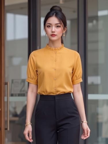 Image of Style Quotient Women Solid Beige Regular Fit Flex Formal Shirt