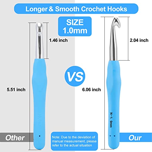 Image of Vodiye Professional Extra Long 10mm Crochet Hooks, Ergonomic Handle Set for Beginners and Experienced Lovers