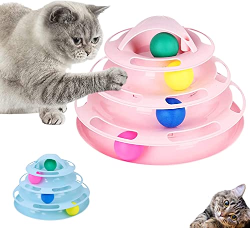 Brinquedo Interativo para Gatos Torre de Bolinhas - Interagir e Divertir (Rosa)