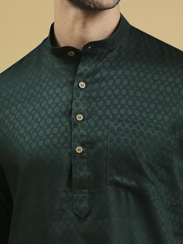 Image of Rajubhai Hargovindas Men's Pure Cotton Woven Design Half Sleeve Kurta