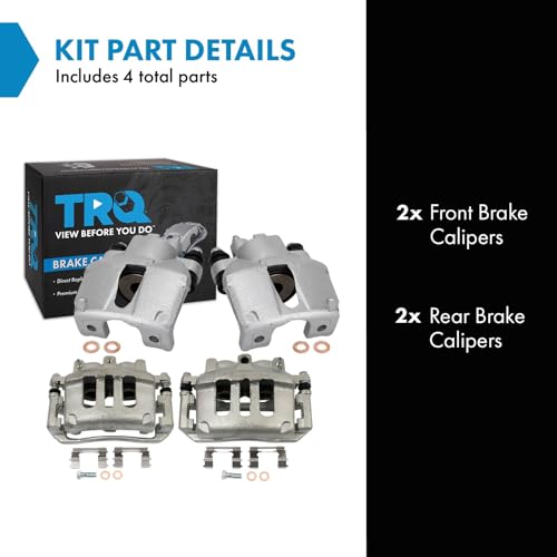 Image of TRQ Front and Rear Brake Caliper Set Zinc Coated Brackets Hardware Compatible with 2003-2011 Lincoln Town Car