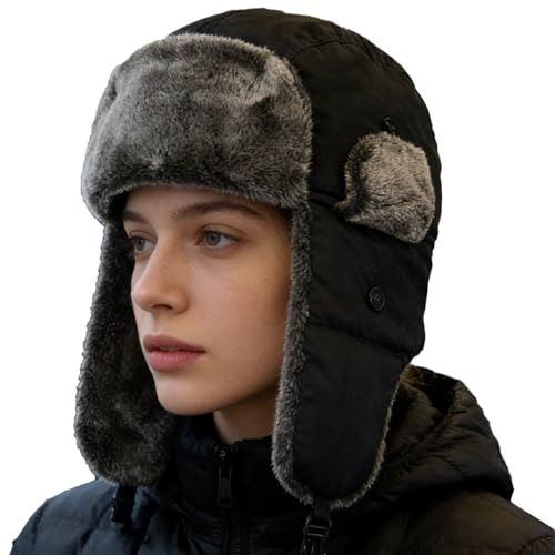Bonnet ushanka à chauffage USB réglable et résistant au vent pour adulte