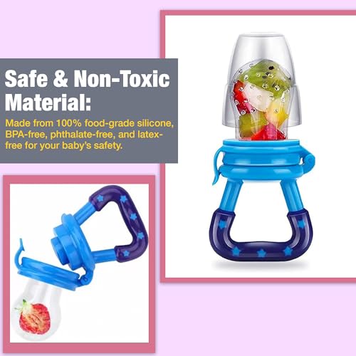 Image of Safe-O-Kid (Pack of 2) Baby Fruit Nibbler /Pacifier - BPA-Free, 100% Pure Silicone, Teether for Baby | Soft Pacifier & Teether for Infants, Assorted