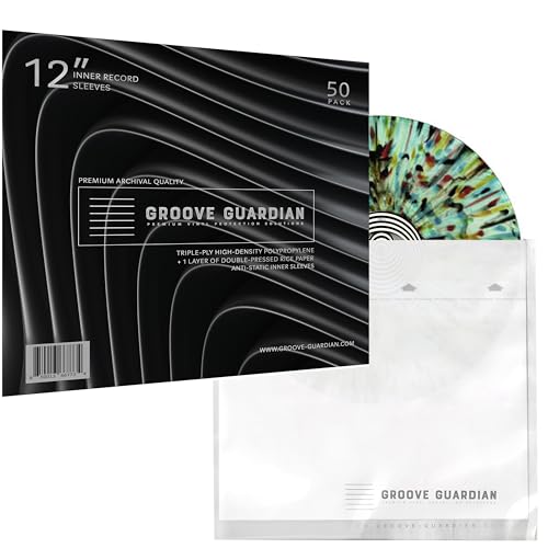 GROOVE GUARDIAN Double-Sided Ultra-Premium 3-PLY Rice Paper Anti-Static LP Cover The Best Vinyl Record Inner Sleeves (50)