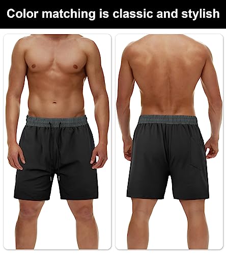 Mens Swim Trunks 7" Quick Dry Swim Shorts Swimsuit Swimming Trunks Swimwear with Pockets3