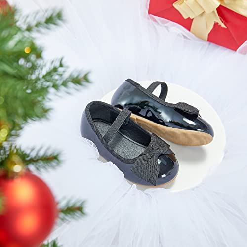Thee Bron Black Mary Jane Flats For Girls Dress Shoes(G17 Toddler,Black/7M) #TOP3