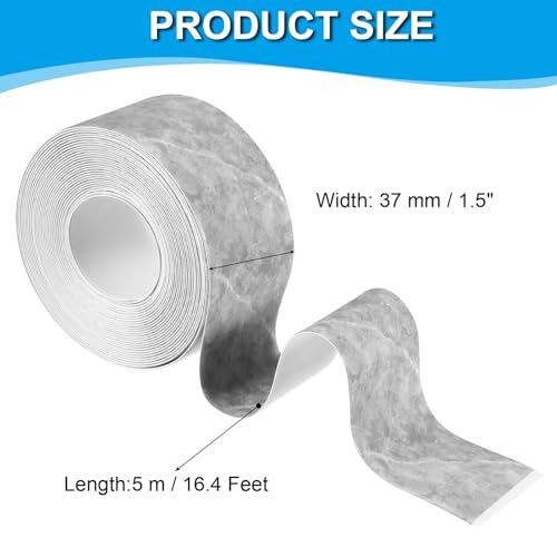 Image of PATIKIL Caulk Tape 1.5 inch x 16 Ft, Self Adhesive Sealing Tape Waterproof Toilet Tub Caulk Sealant Strip Sealing Trim for Kitchen Bathroom Toilet Bathtub Sink Countertop, Dark Grey