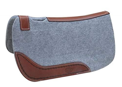Showman Mini 20" x 20" Felt Saddle Pad w/Barbed Wire Tooled Wear Leathers