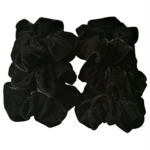 6 Pcs Black Color Large Size Velvet Scrunchies for Women Hair Elastic Bands