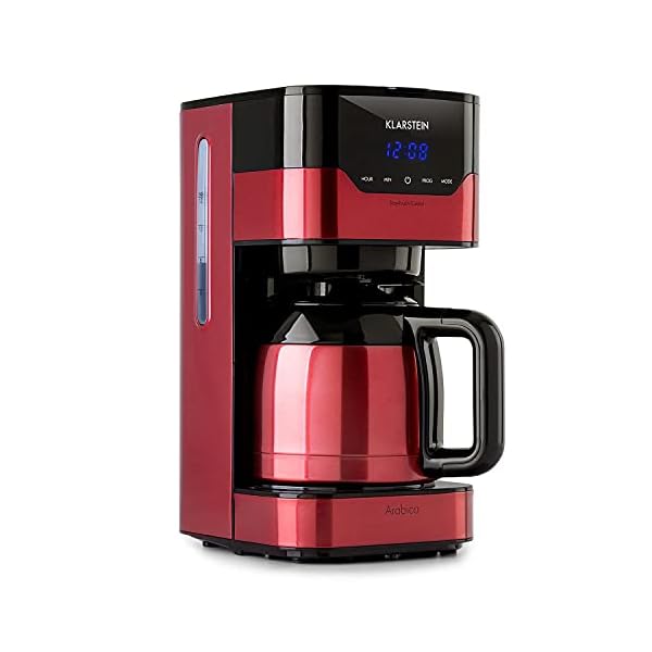 Klarstein 1,2 L Kaffeemaschine mit Thermoskanne und Timer, Kaffeemaschine Filtermaschine für 12 Tassen, 800 W Filter…