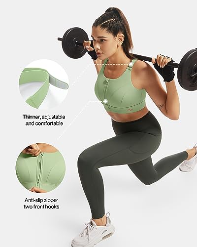 Image of Adjustable High Impact Sports Bras for Women Zip Front Full Coverage and Lift Padded Compression Tops