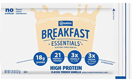 Carnation Breakfast Essentials High Protein Nutritional Powder Drink Mix Packets Vanilla, 13.1 Ounce (Pack of 2)