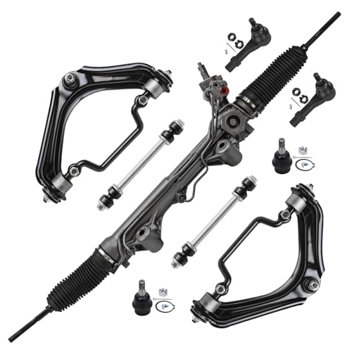 Image of Detroit Axle - 4.0L Front End Kit for 2002-2005 Ford Explorer Mercury Mountaineer, Power Steering Rack and Pinion Upper Control Arms Lower Ball Joints Outer Tie Rods Sway Bars Replacement - 9pc Set