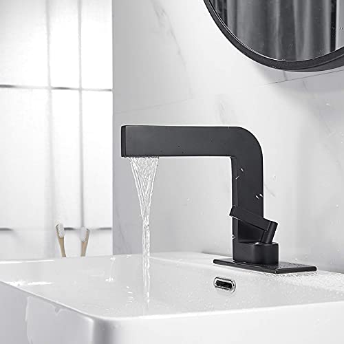 Robinet de lavabo noir monotrou à eau froide pour salle de bain moderne monté sur pont