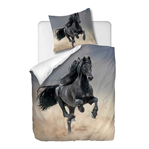 OliveSleep Parure de lit 2 pièces avec Housse de Couette et taie d'oreiller,Un Cheval Qui Court,140 x 200 cm / 65 x 65 cm x 1,Multi 17