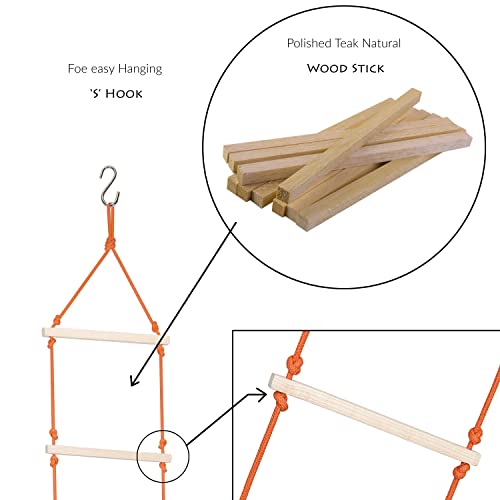 BOFFLE-Rope-Climbing-Ladder-IndoorOutdoor-for-Kids-Ninja-Ladder-Kid-Ladder-for-4-to-10-Years-Orange