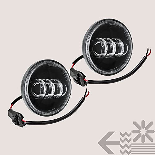 2Pc 4.5" Osram Led Harley Fog Passing Light [Black-Finish] [6,500K] [2,880 Lumens] Motorcycle Passing Fog Lamp Light For Harley Davidson Accessories Electra Glide Road King Heritage Softail #TOP7