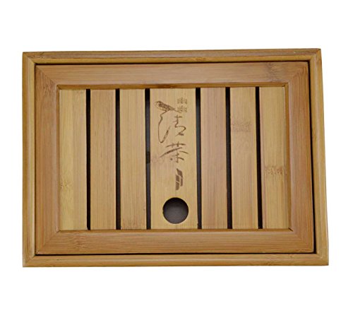 Plateau à thé chinois Gongfu en bambou avec bac récupérateur d'eau pour théière
