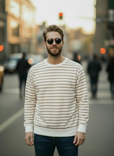 Image of Mack Jonney Men's Black Cotton Full Sleeve T-Shirt | Soft Breathable Casual Wear | Stylish Striped Round Neck Tshirt-JMAK-107