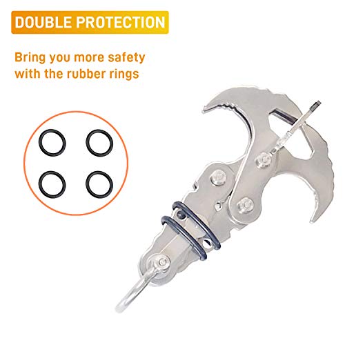 GearOZ Gravity Grappling Hook, Folding Survival Claw Gravity Hook Stainless Steel with 33ft Camo Rope for Outdoor Hunting Tree Mountain Climbing Camping Tool - Thumbnail 3