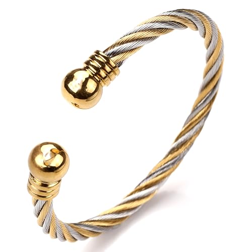 Bracelets Women Twisted Cable Cuff Bangle Designer Inspired with Stainless Steel Jewelry