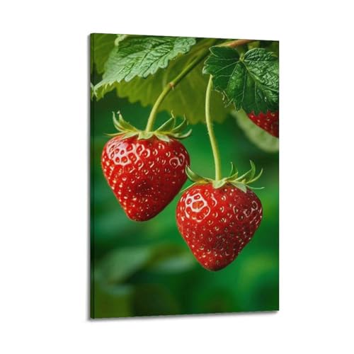Poster fraises rouges sur vigne ZHOUKEG 40x60 cm pour decoration murale
