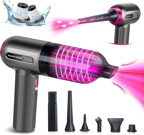 La mejor selección de Bolsas para aspiradoras de mano del mes. 47 2 en 1 Mini Aspiradora de Mano | 9000Pa Aspirador de Coche y Plumero de Aire Sin Cable Potente | USB Rechargeable | Aspiradora Inalámbrica de 3 Velocidades con 2 Filtros Lavable...