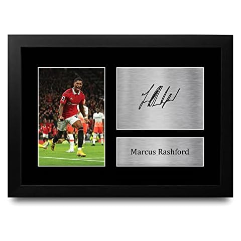 HWC Trading FR Marcus Rashford Gift Signed FRAMED A4 Printed Autograph Gifts Print Photo Picture Display Cover