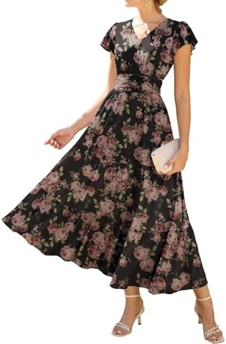 GRACE KARIN 2026 Women Summer Dress,Maxi Short Sleeve Floral Dres...