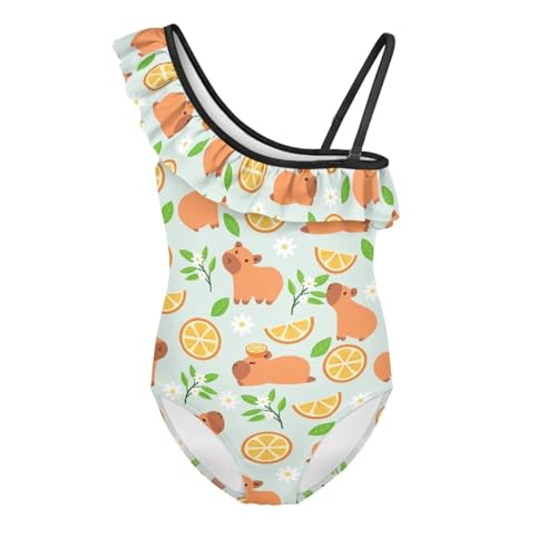 Image of Girls Swimsuit One Piece Ruffle Swimsuit Non-Slip Straps UPF 50+ for Girls Size 3-14 Years