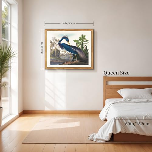 crmotu Vintage Framed Wall Art, Heron Animal Canvas Art Prints, Tropical Bird Nature Wall Decor Pictures, Still Life Aesthetic Wall Paintings for Living Room Bedroom Bathroom, Office Decor, 16x24 inch