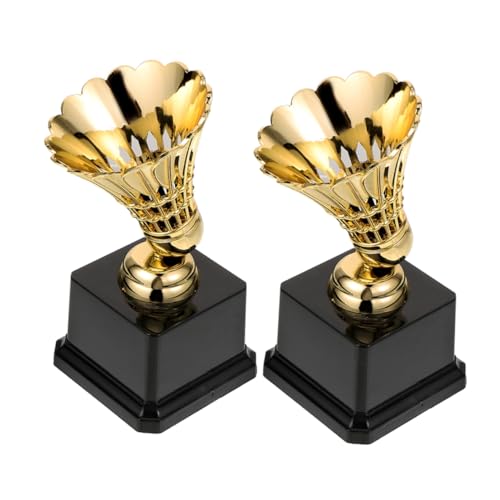 KICHOUSE 2pcs Badminton Trophy Model for Boys and Girls Competitions Award Decor Creative Sports Trophy for School Events and Celebrations Bright Color Design