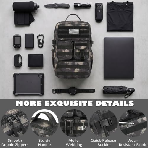 Image of Small Tactical Backpack for Men, 25L Military MOLLE EDC Daypack