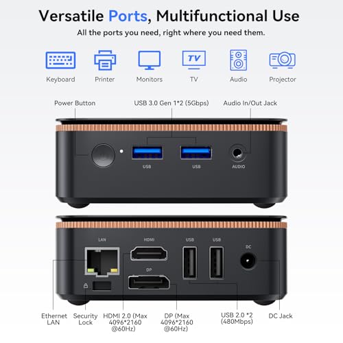 Image of Huidun New H50 Mini PC with 3-Year Warranty, N150 (Upgraded N97 /95, Turbo 3.6GHz), 16GB RAM 512GB M.2 SSD Mini Computer, HDMI+DP Dual 4K Display /WiFi 6 /BT 5.2 /USB /LAN, Business /Home /Office