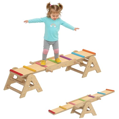 AIYAPLAY 2 In 1 Balance Wippe Kinder, Schwebebalken aus Holz,...