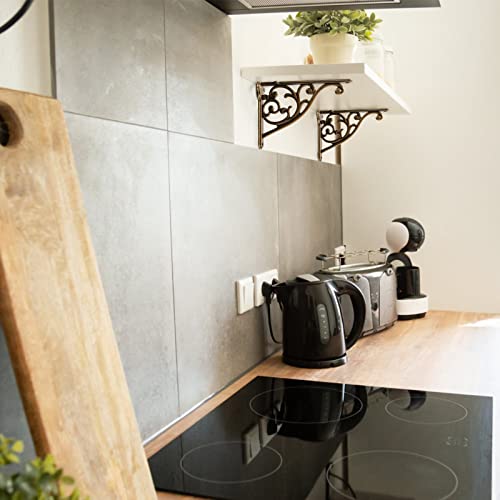 Shelf Brackets 8 Inch 4 Pack Heavy Duty Antique Brass Wall Bracket Victorian Kitchen Decorative Rack Shelves, Shelf Bracket Available in 8 finishes. (4, Antique Brass)