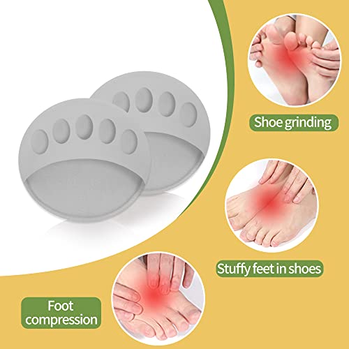 Image of SooGree Honeycomb Fabric Forefoot Pads, Invisible Metatarsal Socks Pad,Reusable Forefoot Pads Ball of Foot Cushions for Relieving Foot Fatigue (5 Pairs Gray)