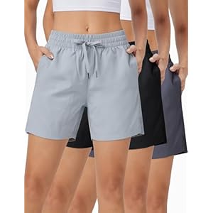 ZUTY 3 Pack 5″ Womens Athletic Shorts Basic Running Shorts Lightweight Quick Dry Gym Workout Shorts with Pockets