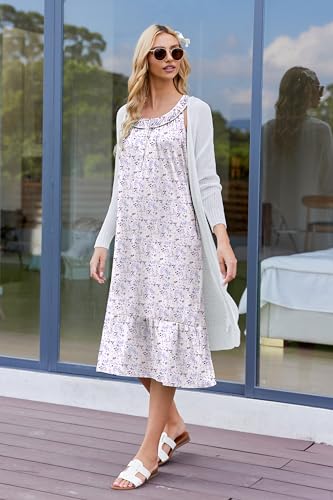 Ekouaer Women's Nightgowns Long Sleeveless Night gown with Pockets Soft Ladies Nightdress - Image 5