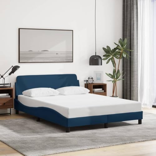 Elegantes Stoffbett mit Kopfteil 140x200 cm in Blau ¨C Robustes Design mit hohem Sitzkomfort