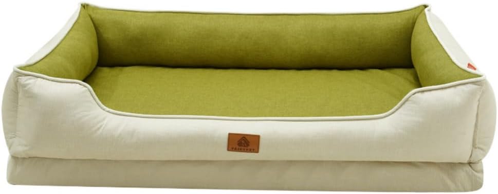 Large Dog Bed with Removable Washable Cover & Bolsters - Waterproof, Non-Slip Pet Sofa for Big Dogs(Yellow,18 * 14 * 7in)