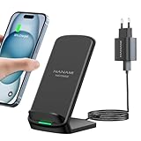 NANAMI Fast Wireless Charger, 10W Induktive Ladestation mit USB ladegerät für Samsung Galaxy S23/S22/S21/S20/S10/S10+/S9+/S9/S8/S7, 7.5W für iPhone 15/14/13/12/11/SE 2/X/XS/XR/8/8 Plus Google Pixel LG