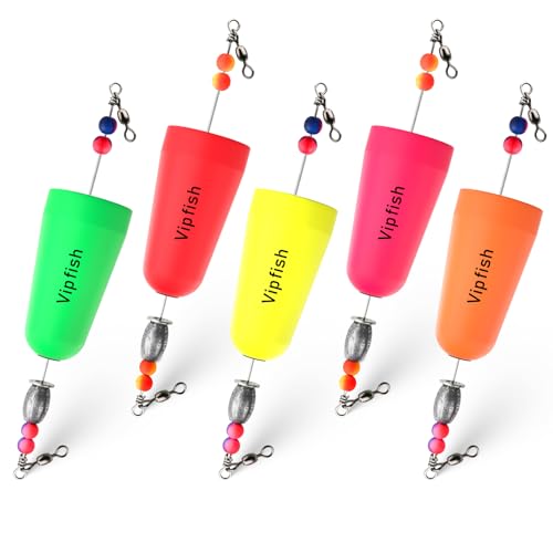 Vipfish Popping Corks Floats Saltwater - Rattles and Floats for Catfish Redfish Speckled Trout Rigs with a 3/8 oz Egg Weight