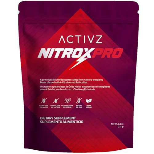 Image of ACTIVZ NitroxPro Drink Powder - Beets, L-Citrulline, Rutinosides, CyLoc Dextrin & DexKey for Nitric Oxide, Cardiovascular Support, 6.0 oz (171g)
