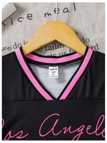 Image of WDIRARA Toddler Girl's Jersey Shirt Number Graphic Tee Short Sleeve V Neck Top
