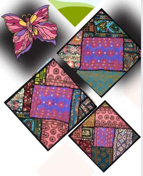 Doltri - Hand-made Art Ethnic Embroidery, Sequin Patchwork, Sofa Cushion Cover. (3 Pcs)