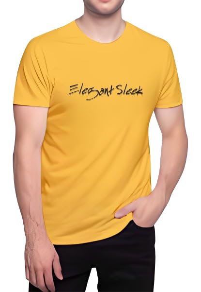 Image of Round Neck Typography Solid Colour Men's T-Shirt