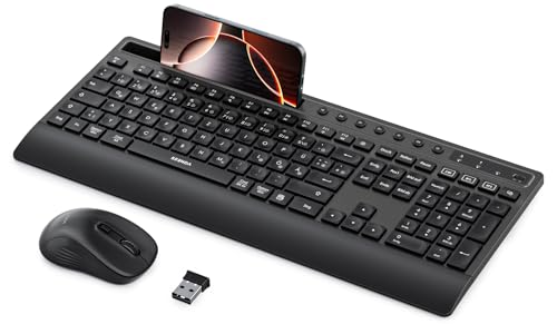 seenda COE201 Tastatur Maus Set Kabellos, Bluetooth Tastatur mit Maus Ergonomisch für Windows/Mac/iPad/Android |Leise Funkmaus | 3 Geräte Verbindung, QWERTZ Layout (A)