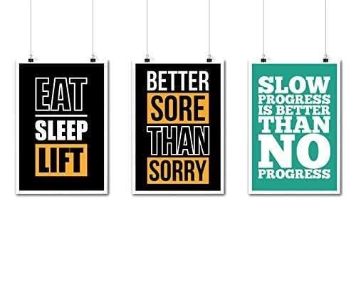 LAB NO 4 Gym Motivational Quote Poster in (12 X 16) Size (Set of Three ...