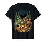 Bigfoot Alien Campfire Camping T-Shirt